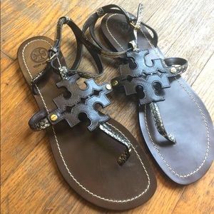 Tory Burch Chandler Snakeskin Sandals